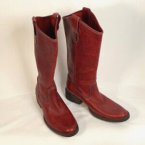 Born Shavano Womens sz 8.5 EU 40 Red Leather Western Boots Mid Calf Comfort